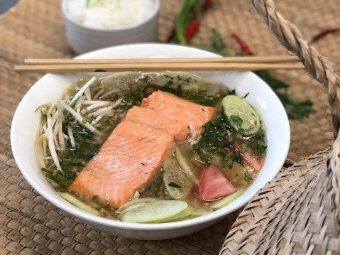 Sweet and Sour Tamarind Salmon Soup