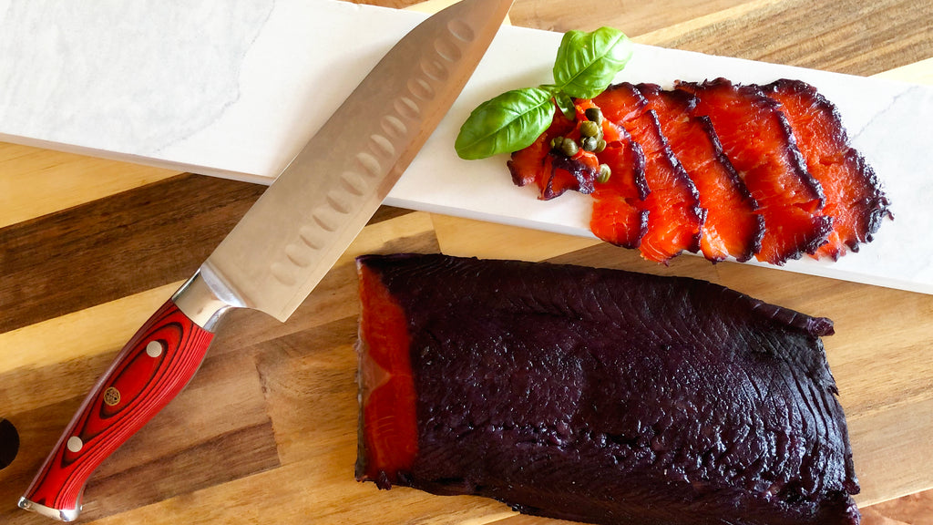 Blueberry and Star Anise Cured Sockeye Salmon