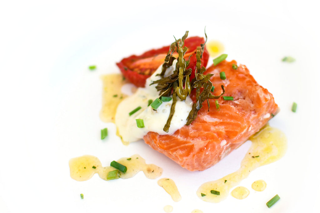 Sockeye Salmon Poached in Macro Kelp Miso Broth